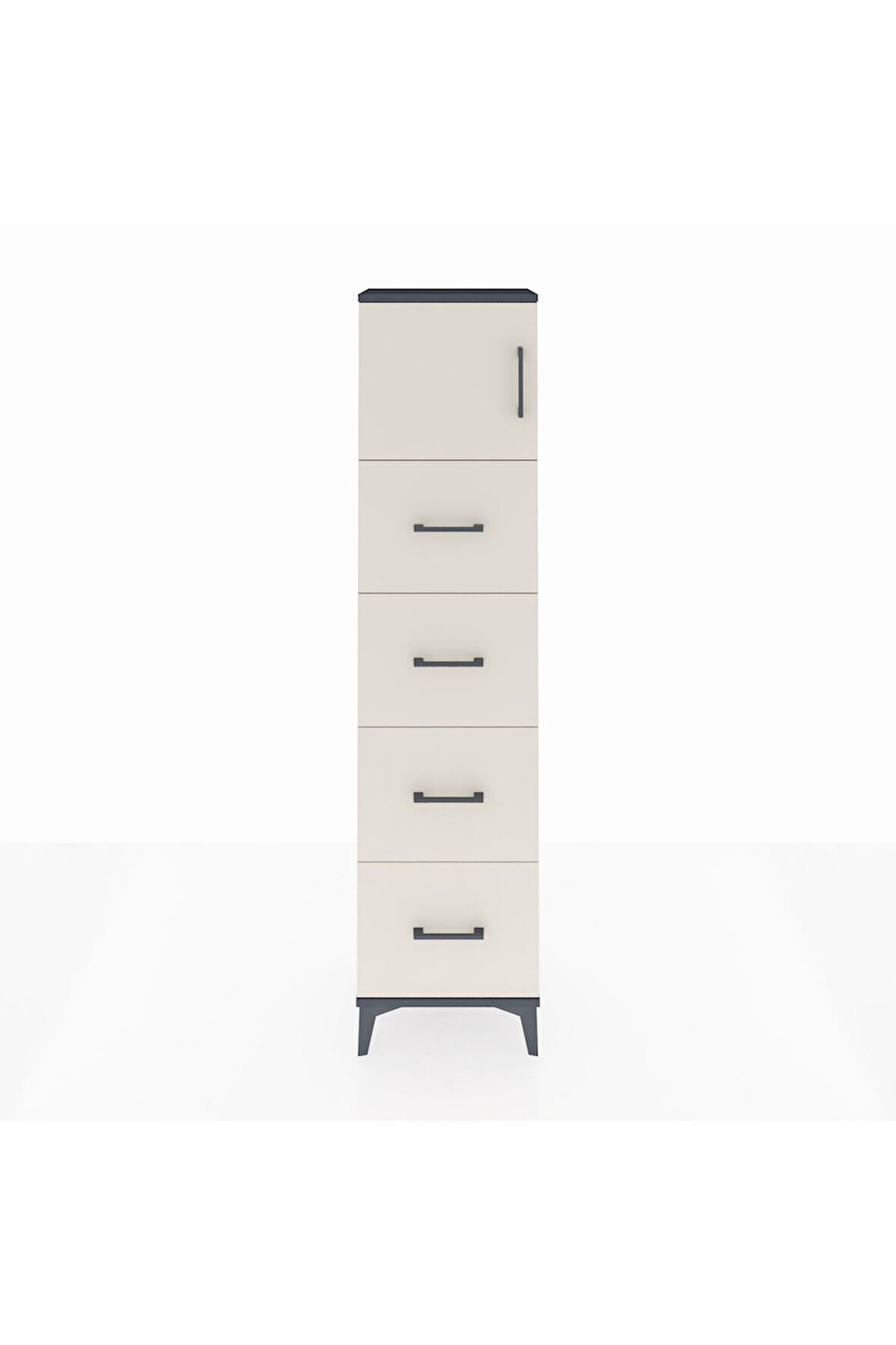 Arges Dolap Tek Raflı 4 Çekmeceli Tek Kapaklı 44x30x182 Antrasit-Aytaşı