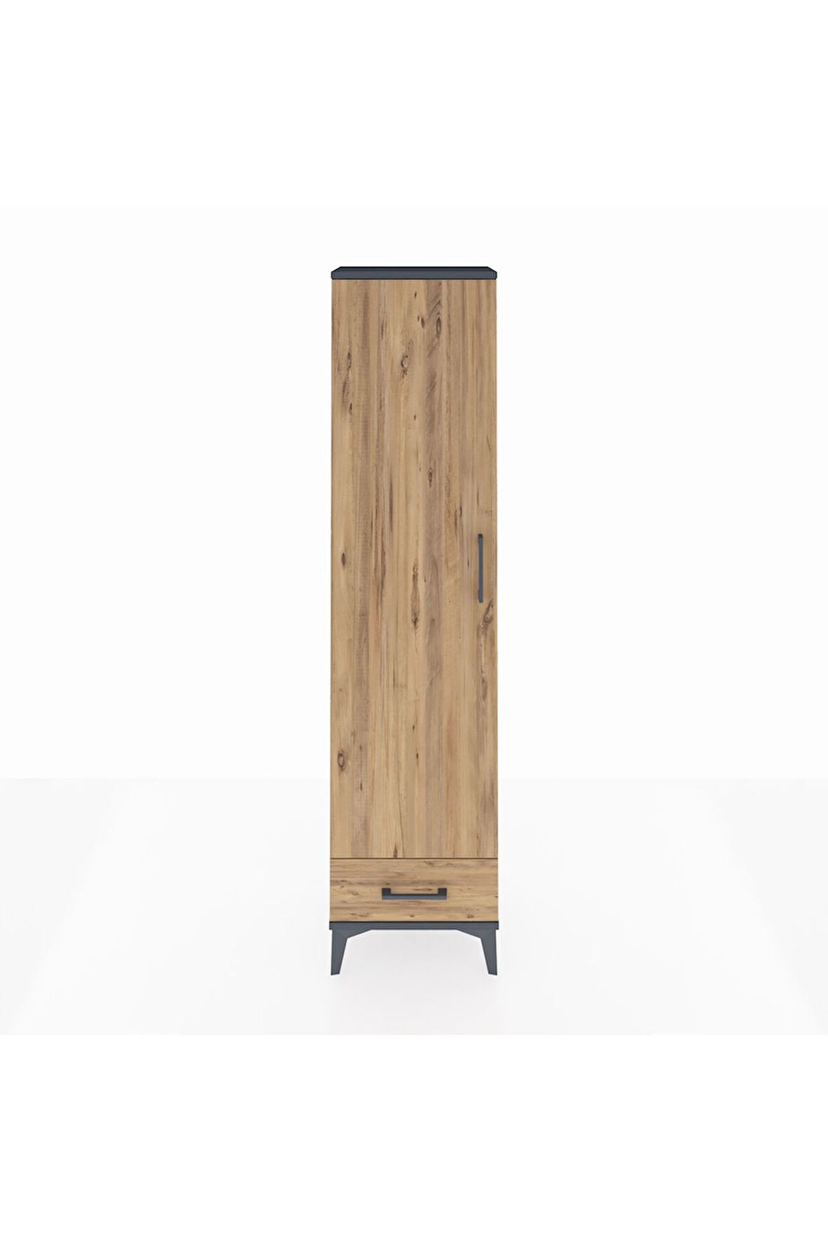 Arges Dolap 2 Raflı Tek Çekmeceli Tek Askılı 44x30x182 Antrasit-Çam