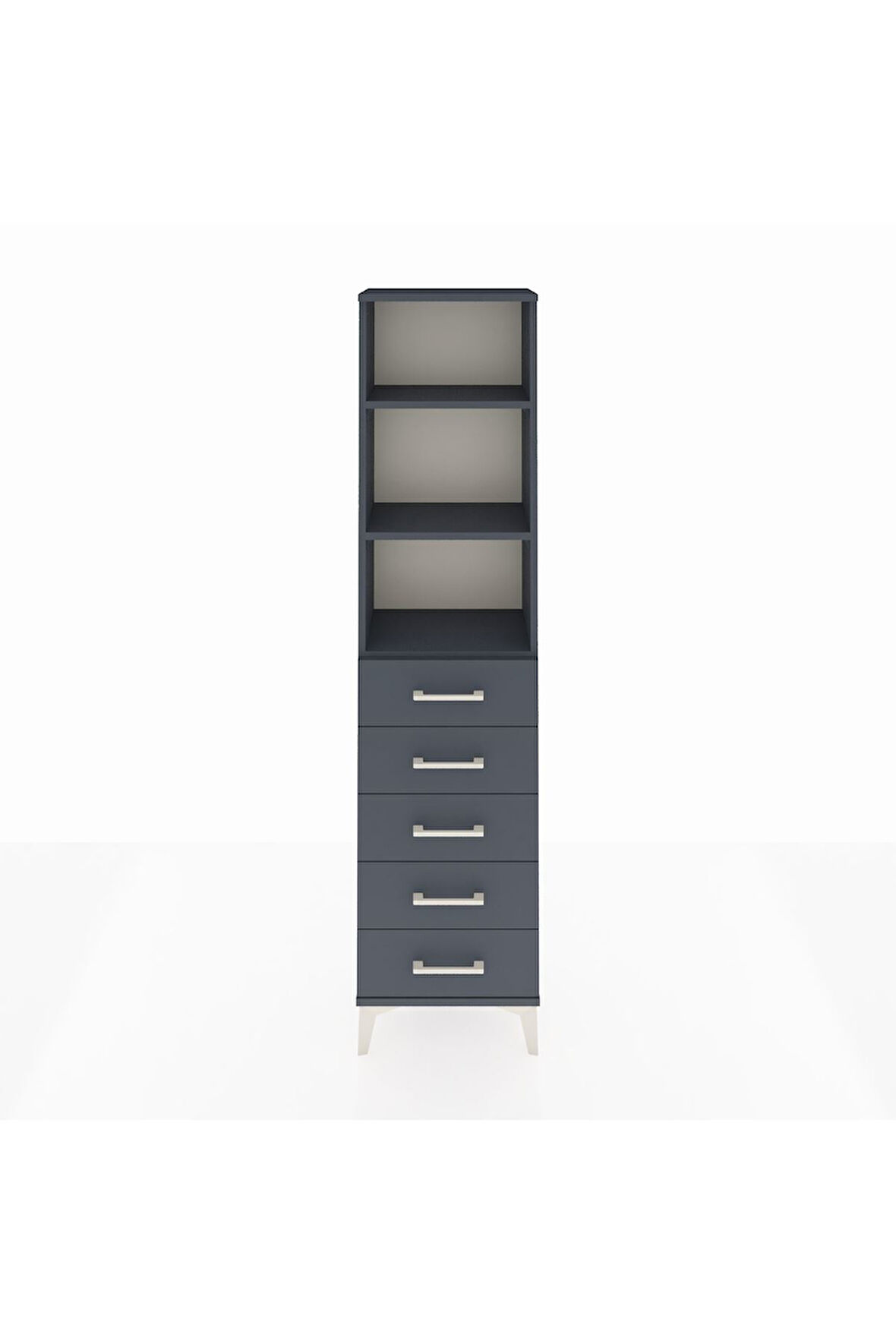 Arges Dolap 3 Raflı 5 Çekmeceli 44x30x182 Antrasit-Antrasit