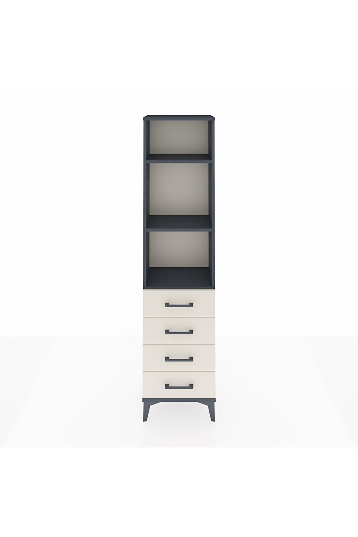 Arges Dolap 3 Raflı 4 Çekmeceli 44x30x182 Antrasit-Aytaşı