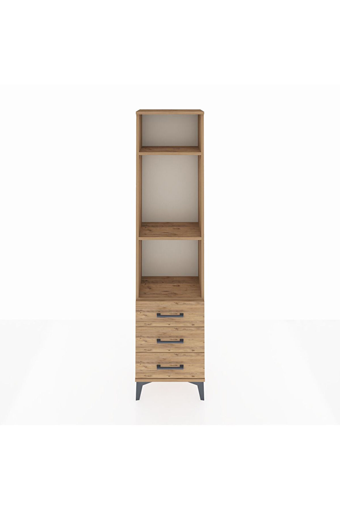 Arges Dolap 3 Raflı 3 Çekmeceli 44x30x182 Çam-Çam