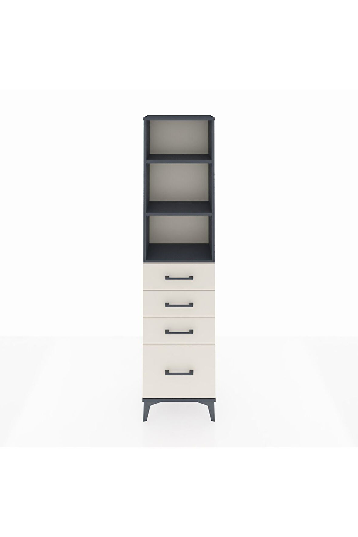 Arges Dolap 3 Raflı 4 Çekmeceli 44x30x182 Antrasit-Aytaşı