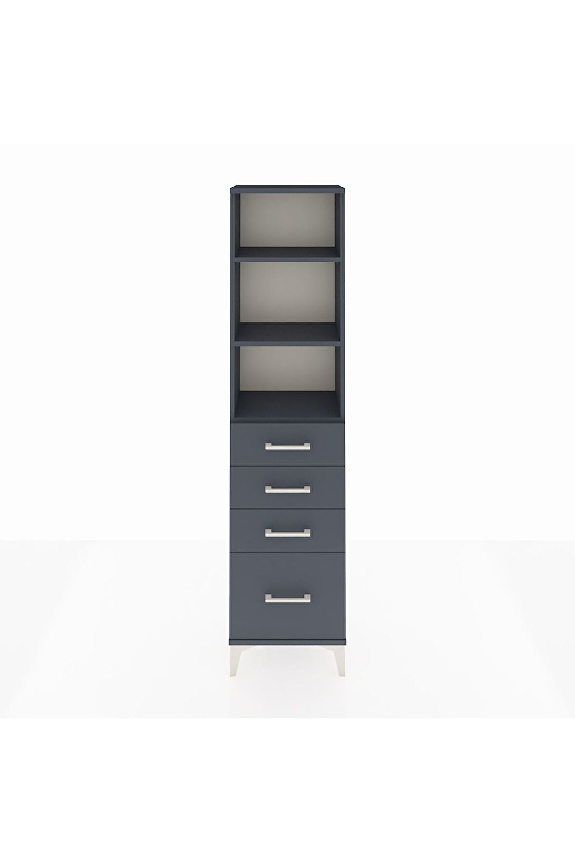 Arges Dolap 3 Raflı 4 Çekmeceli 44x30x182 Antrasit-Antrasit