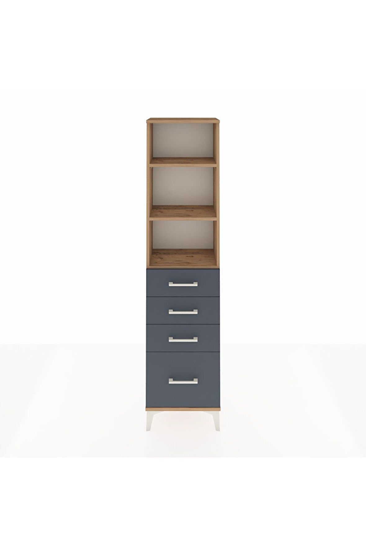 Arges Dolap 3 Raflı 4 Çekmeceli 44x30x182 Çam-Antrasit