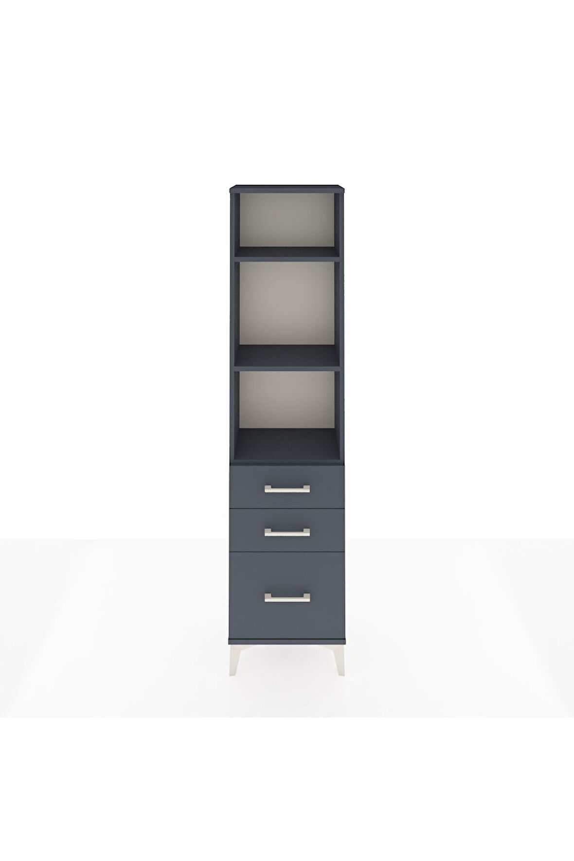 Arges Dolap 3 Raflı 3 Çekmeceli 44x30x182 Antrasit-Antrasit