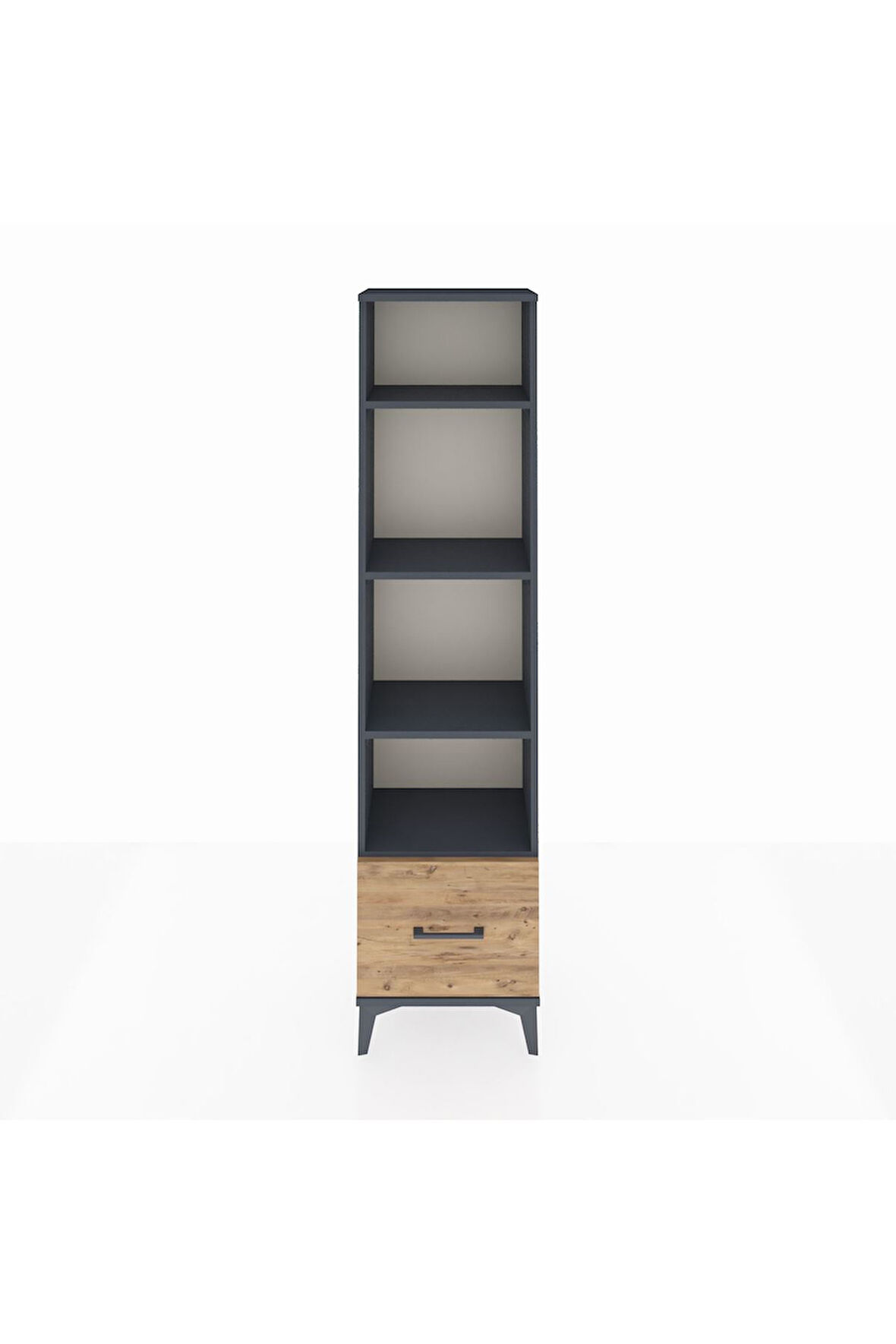 Arges Dolap 4 Raflı Tek Çekmeceli 44x30x182 Antrasit-Çam