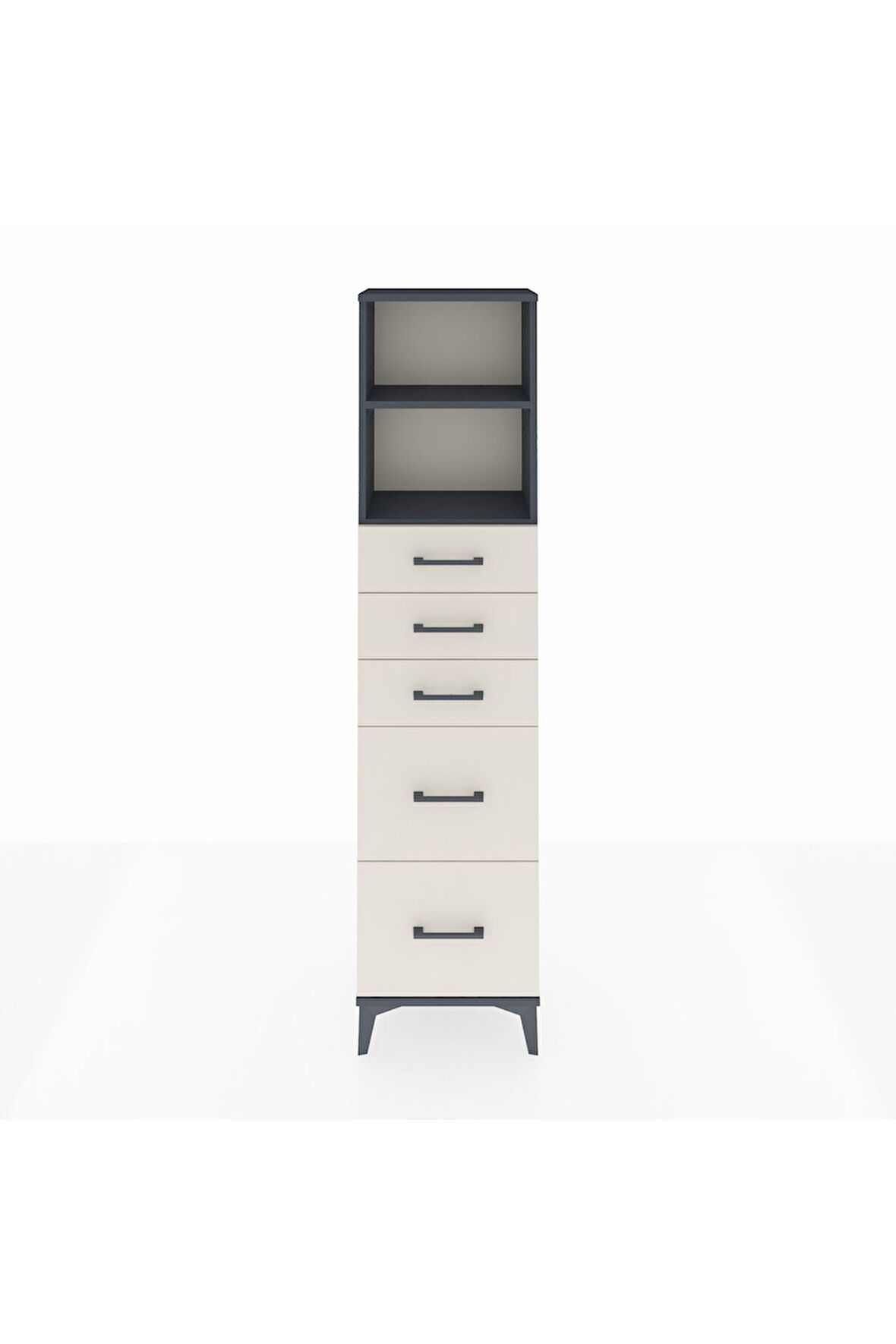 Arges Dolap 2 Raflı 5 Çekmeceli 44x30x182 Antrasit-Aytaşı