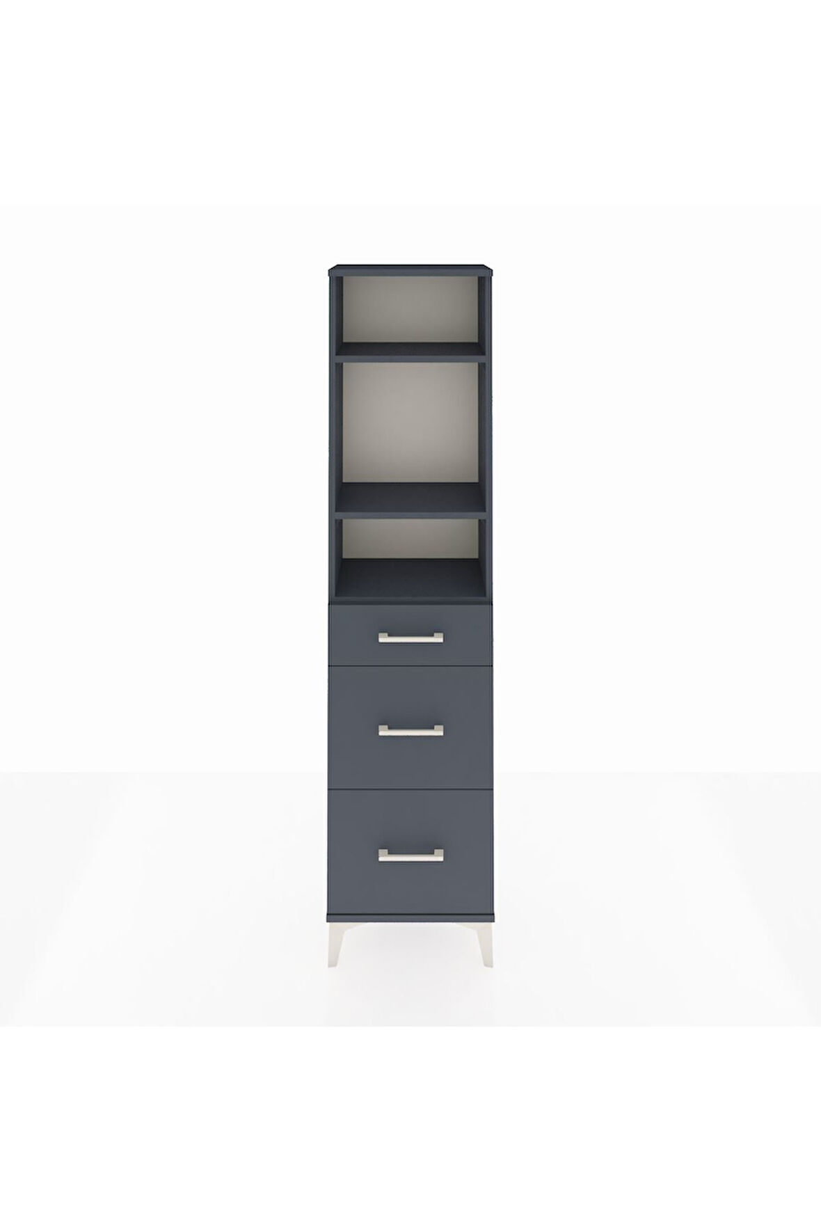 Arges Dolap 3 Raflı 3 Çekmeceli 44x30x182 Antrasit-Antrasit