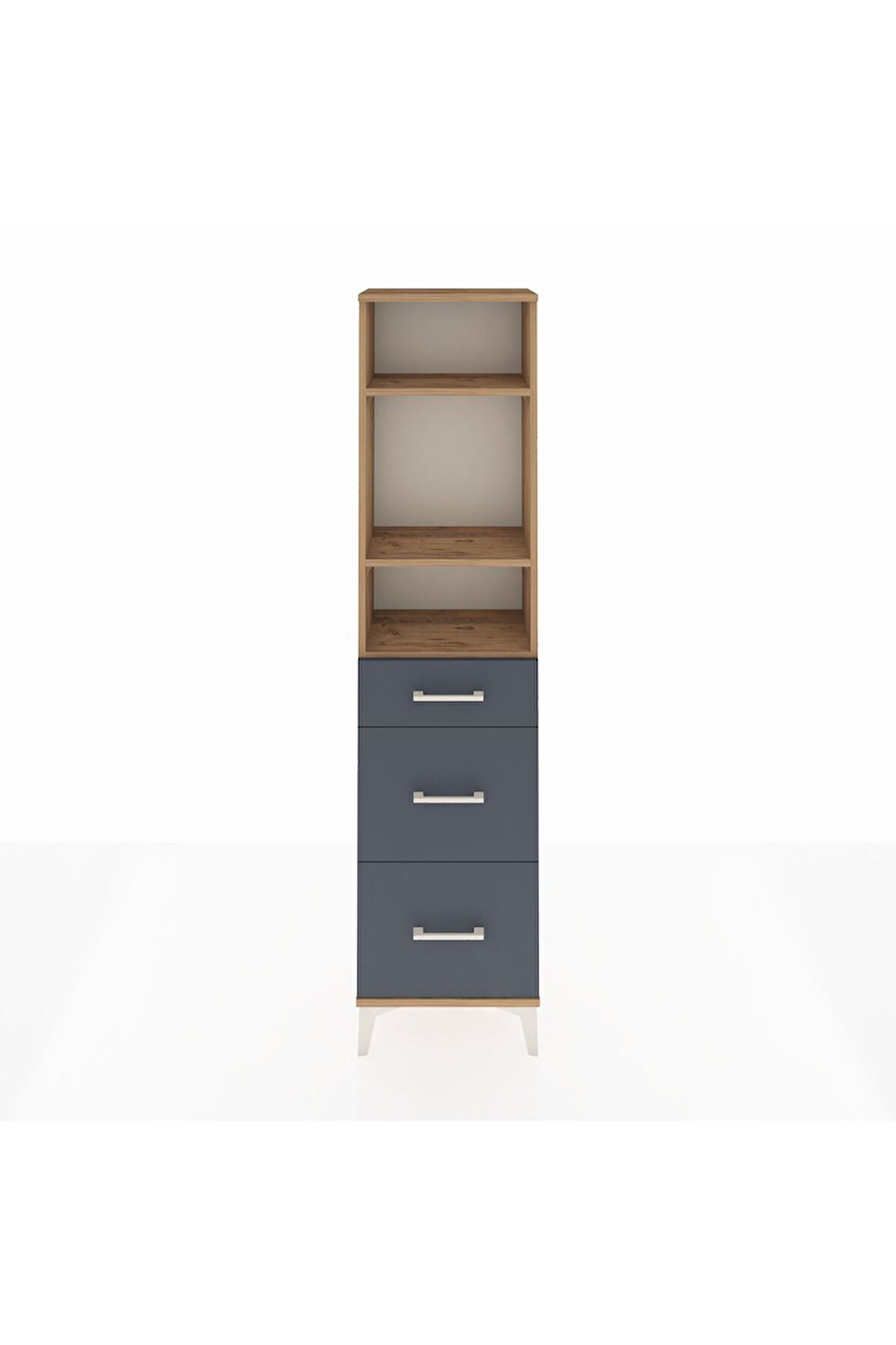 Arges Dolap 3 Raflı 3 Çekmeceli 44x30x182 Çam-Antrasit