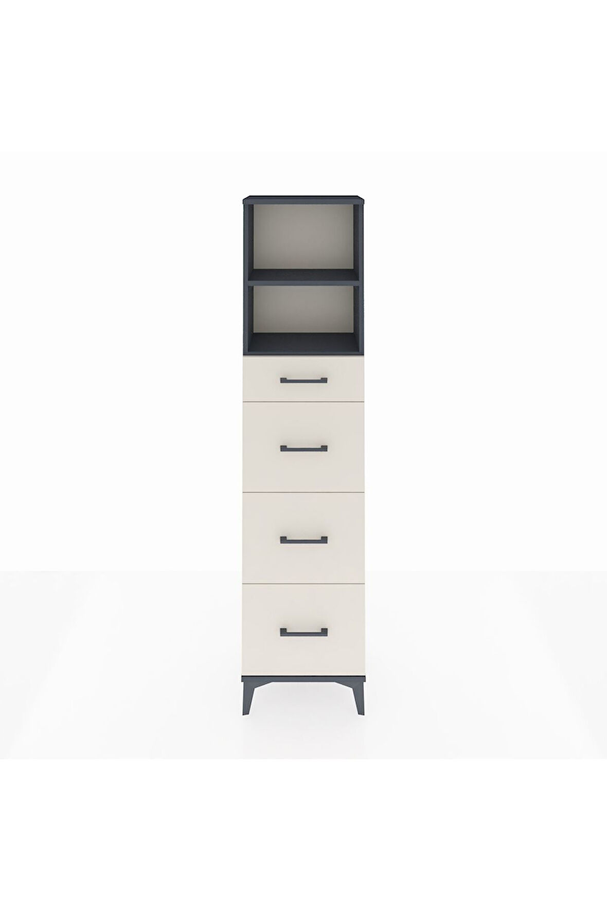 Arges Dolap 2 Raflı 4 Çekmeceli 44x30x182 Antrasit-Aytaşı