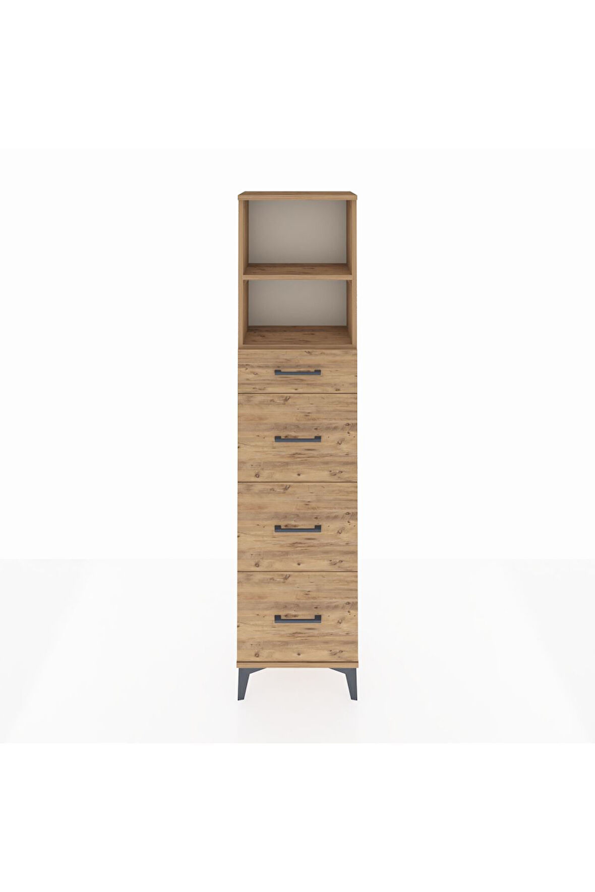 Arges Dolap 2 Raflı 4 Çekmeceli 44x30x182 Çam-Çam