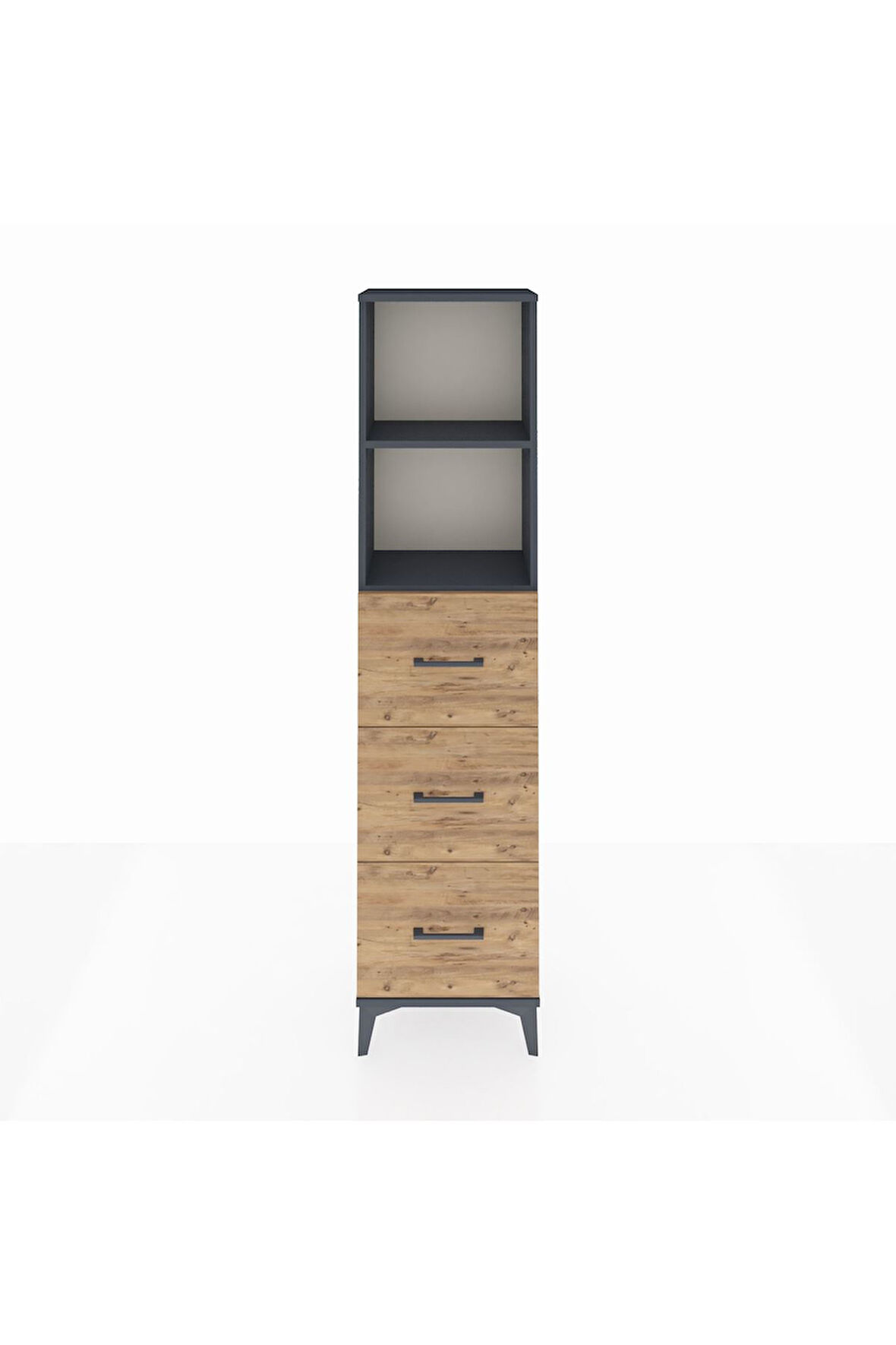 Arges Dolap 2 Raflı 3 Çekmeceli 44x30x182 Antrasit-Çam