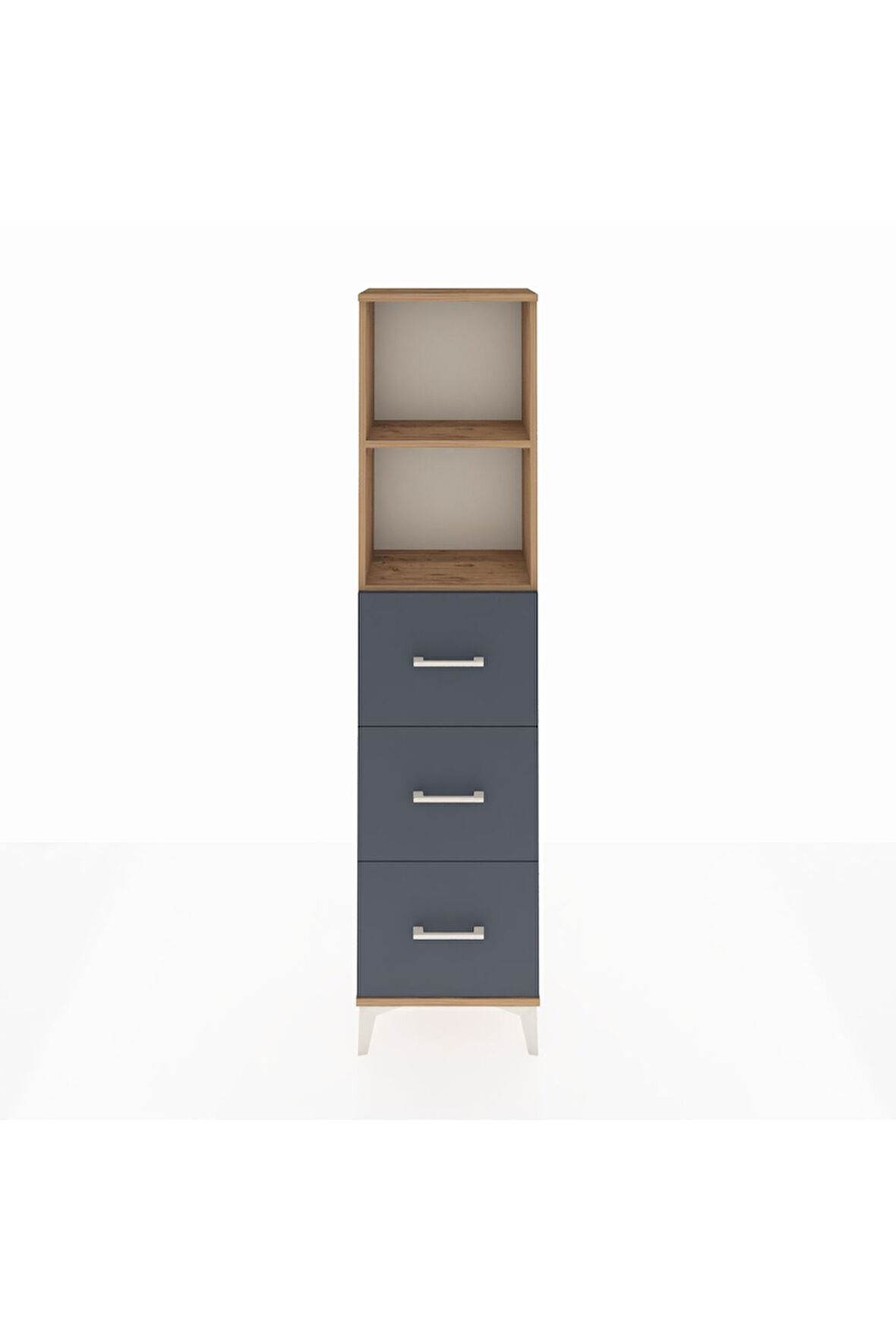 Arges Dolap 2 Raflı 3 Çekmeceli 44x30x182 Çam-Antrasit