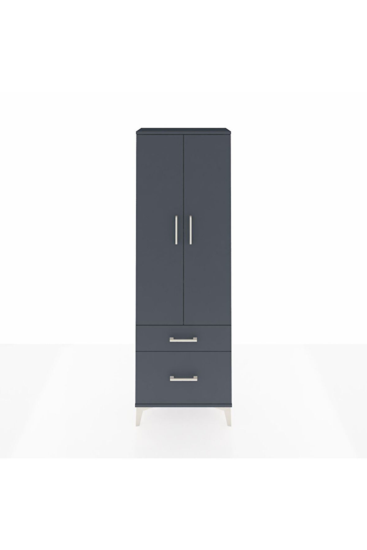 Arges Dolap 4 Raflı 2 Çekmeceli 2 Kapaklı 60x30x182 Antrasit-Antrasit