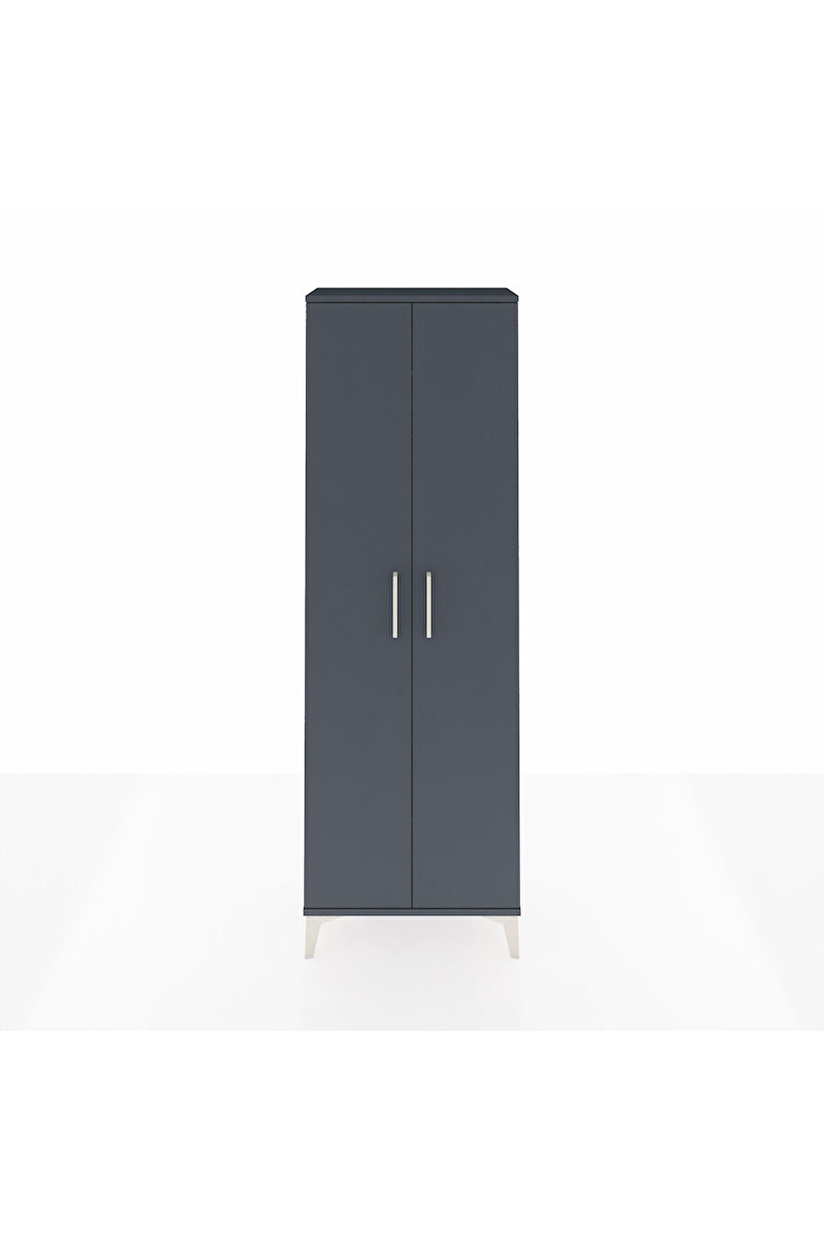 Arges Dolap Tek Raflı 2 Kapaklı Tek Askılı 60x30x182 Antrasit-Antrasit