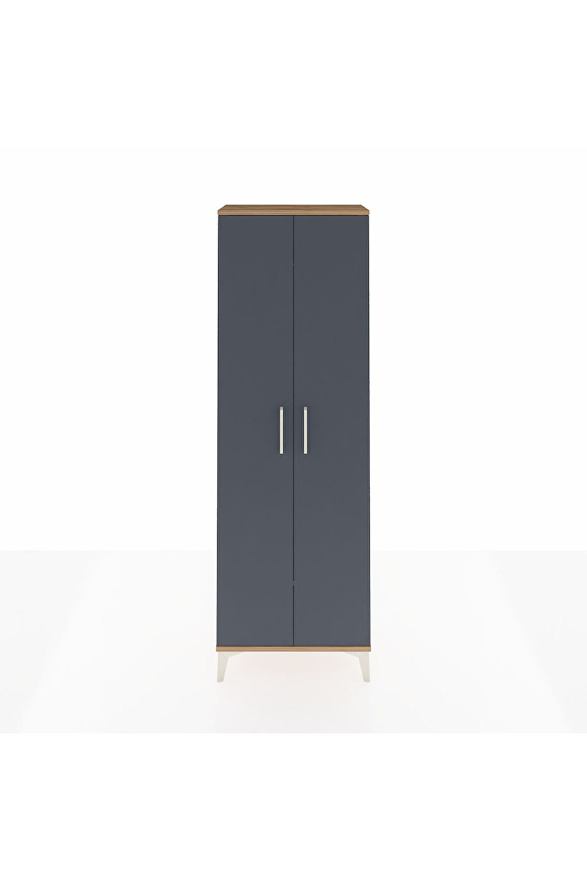 Arges Dolap Tek Raflı 2 Kapaklı Tek Askılı 60x30x182 Çam-Antrasit