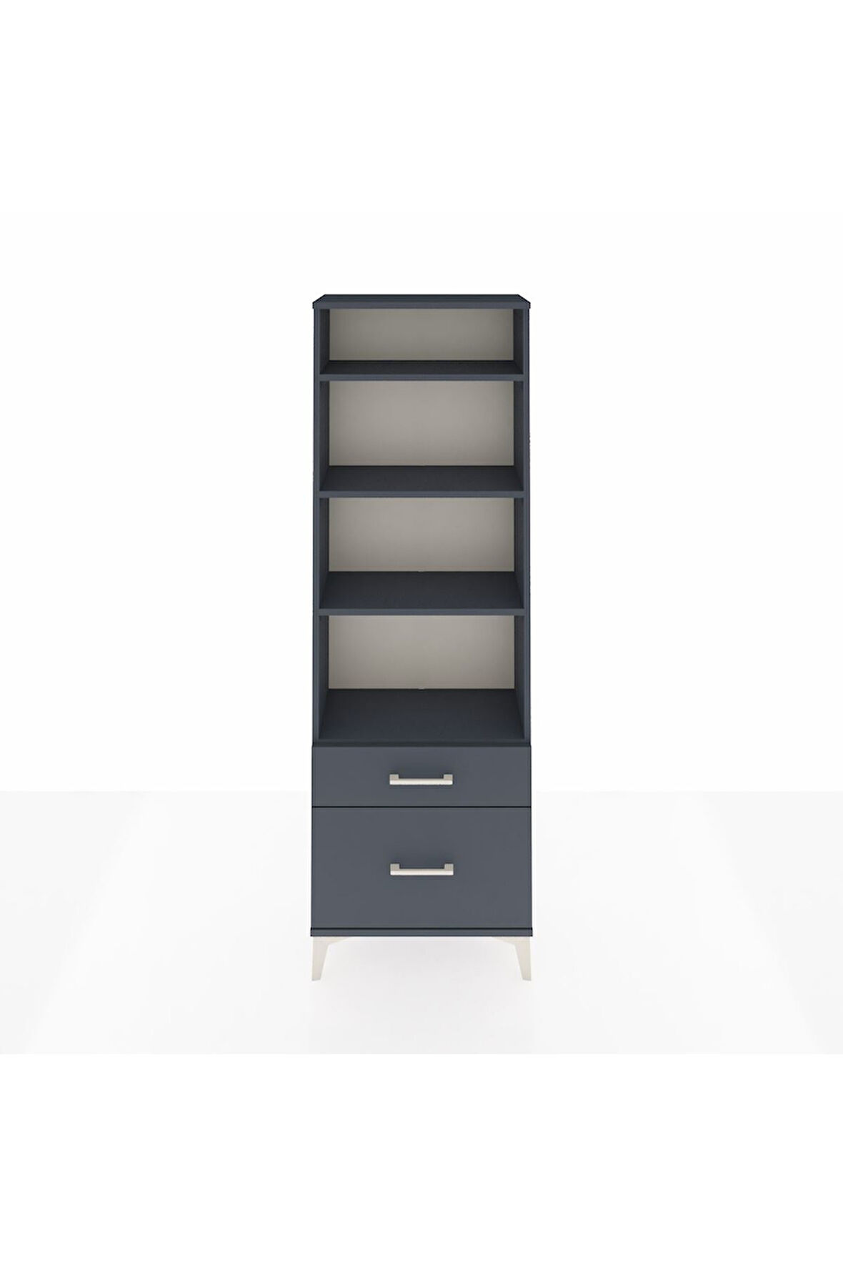 Arges Dolap 4 Raflı 2 Çekmeceli 60x30x182 Antrasit-Antrasit