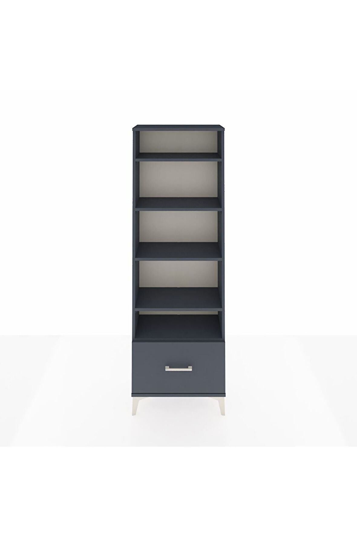 Arges Dolap 5 Raflı Tek Çekmeceli 60x30x182 Antrasit-Antrasit