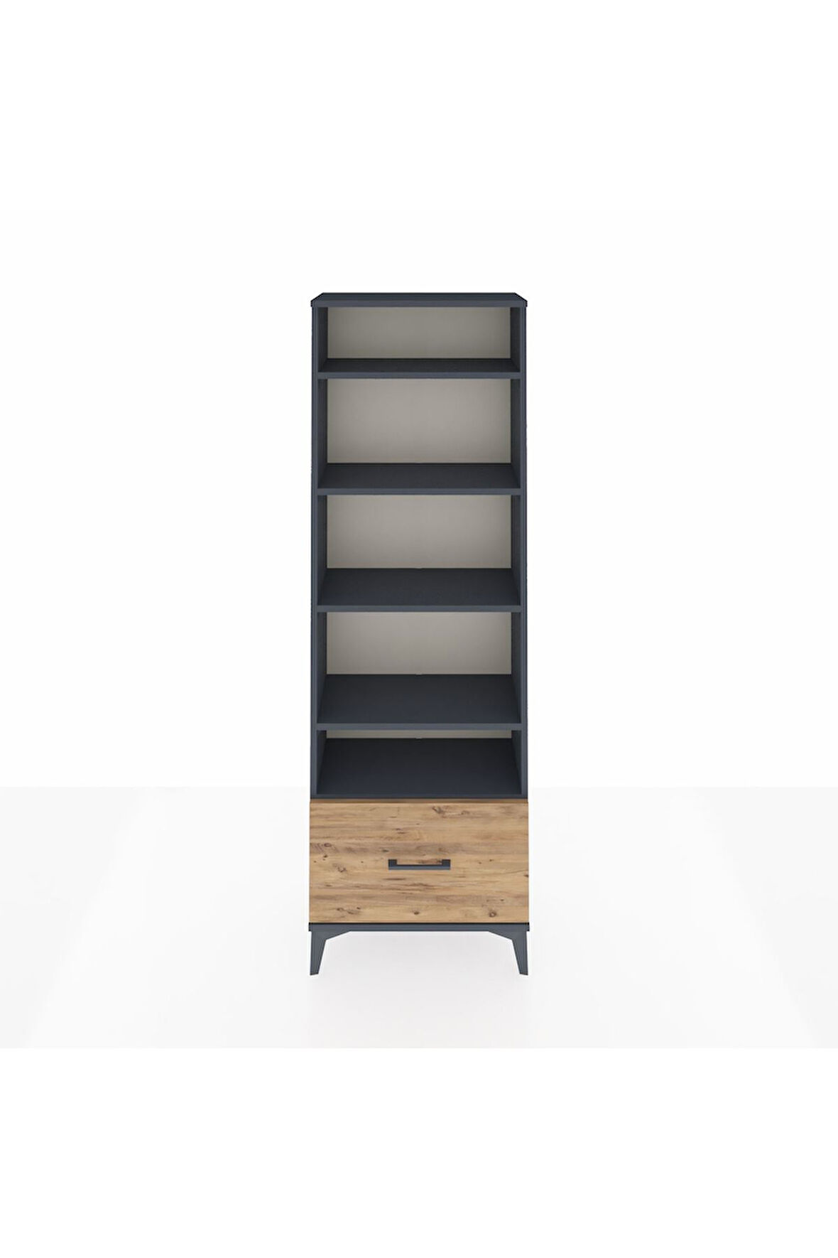 Arges Dolap 5 Raflı Tek Çekmeceli 60x30x182 Antrasit-Çam