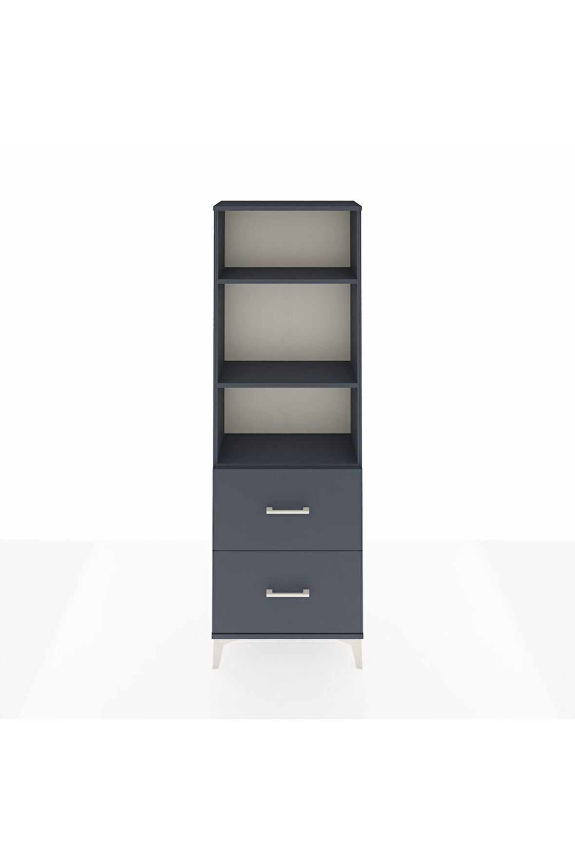 Arges Dolap 3 Raflı 2 Çekmeceli 60x30x182 Antrasit-Antrasit