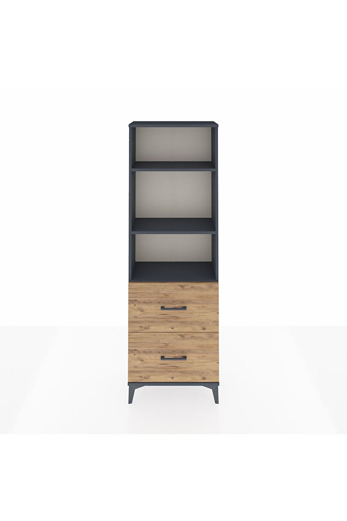 Arges Dolap 3 Raflı 2 Çekmeceli 60x30x182 Antrasit-Çam