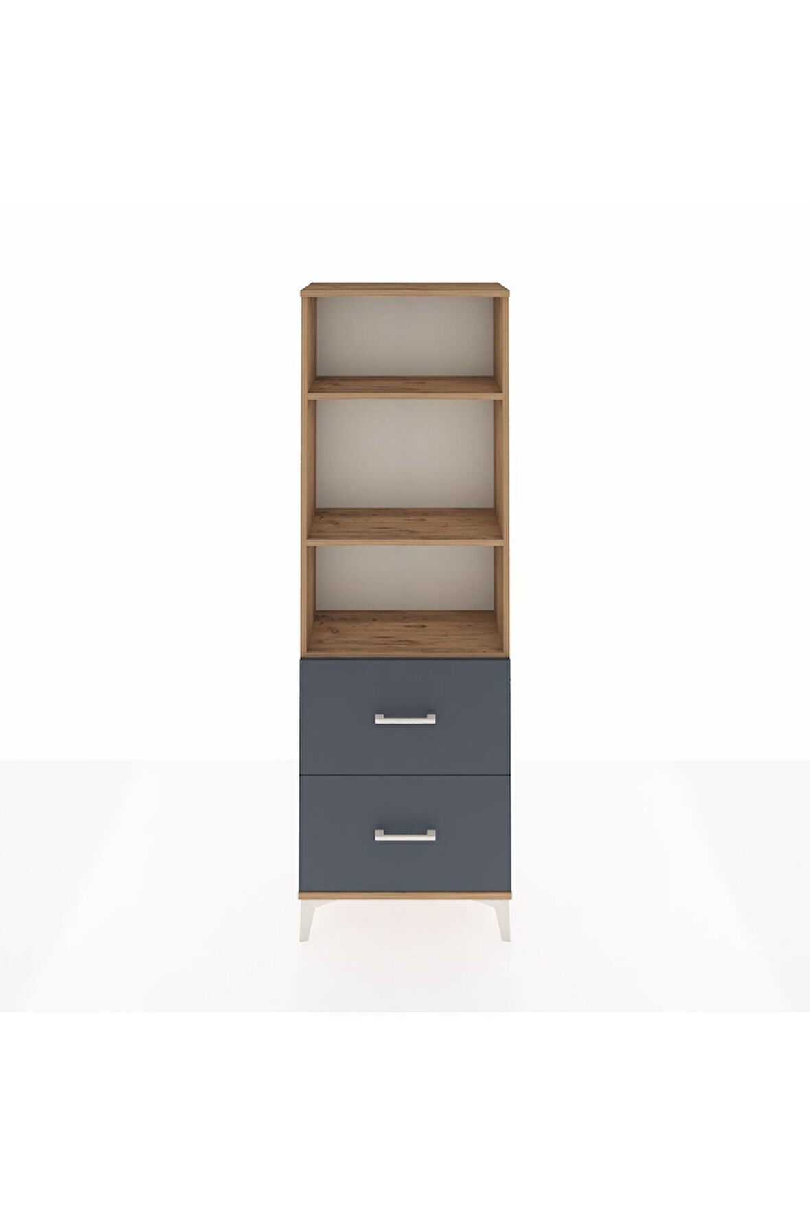 Arges Dolap 3 Raflı 2 Çekmeceli 60x30x182 Çam-Antrasit