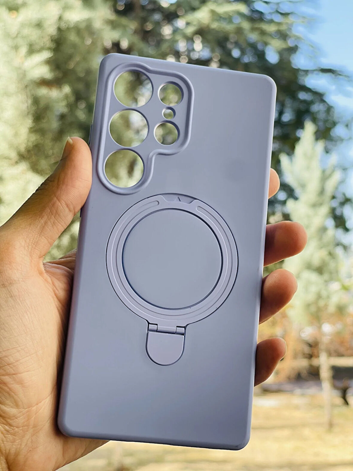 Samsung Galaxy S23 Ultra Kılıf MgSafe Özellikli Standlı Pastel Renkler Azn-Reggal