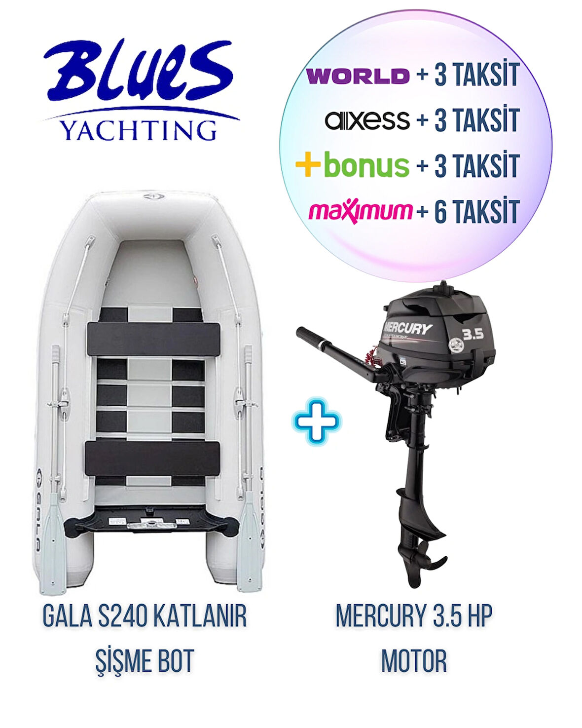 GALA S240D AHŞAP TABANLI + MERCURY 3.5HP