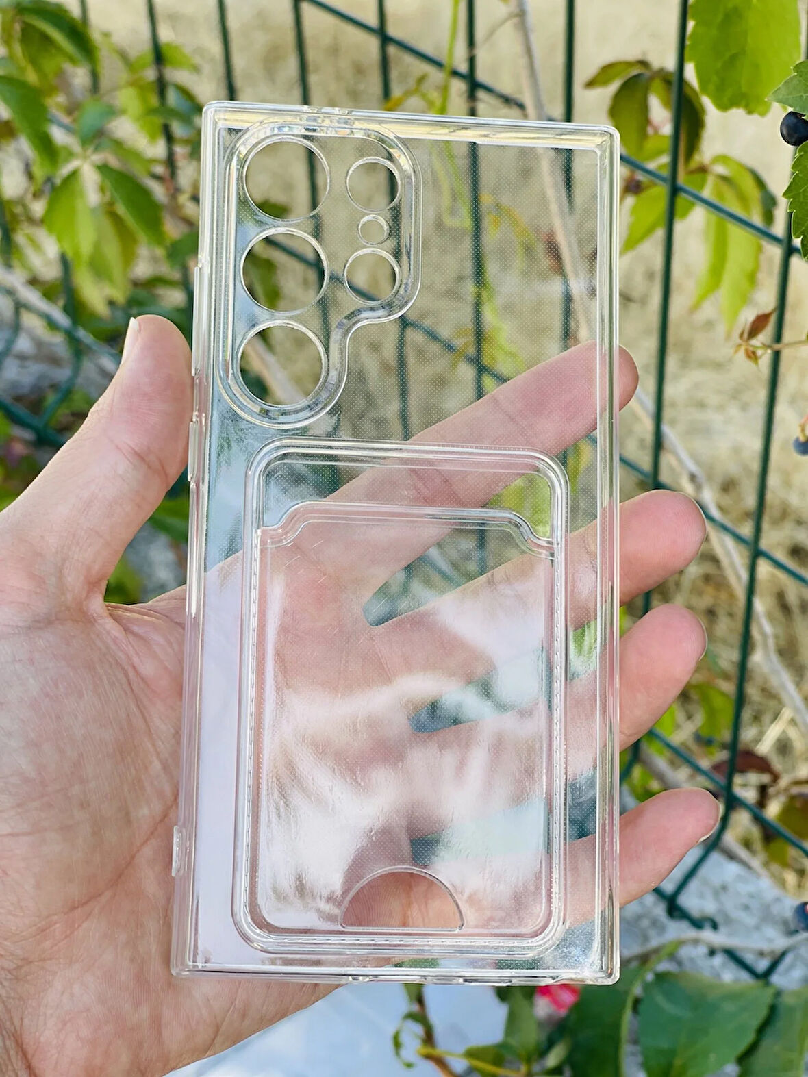 Samsung Galaxy S24 Ultra Kılıf Şeffaf Kartlıklı Silikon Azn-SetraKart