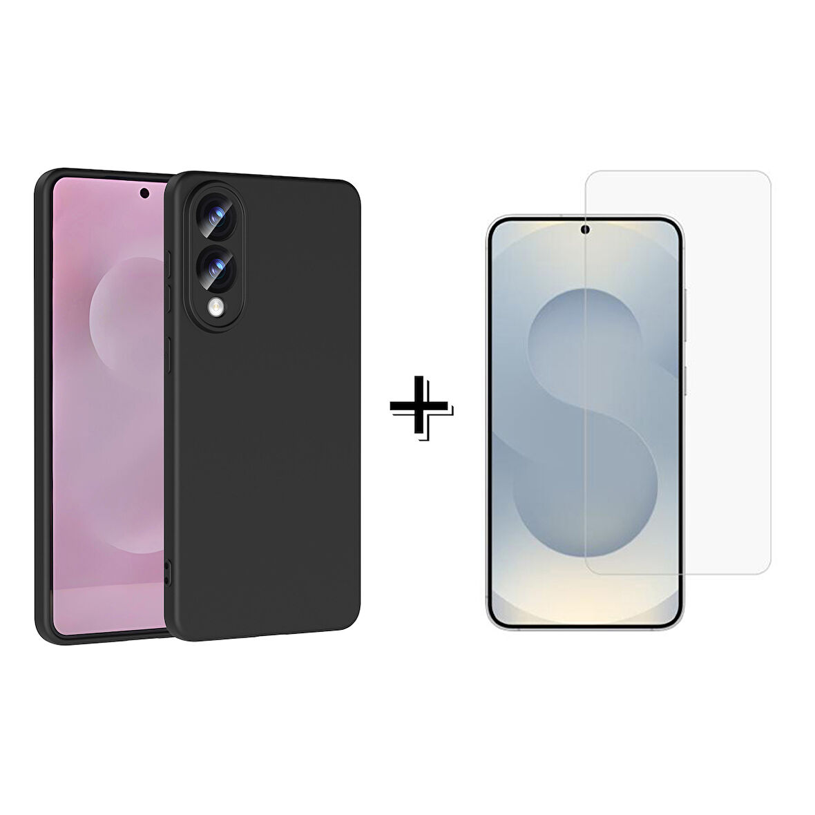 Forzacase Samsung Galaxy S25 Edge Liquid Kadife Lansman Silikon Kılıf + Temperli Cam Ekran Koruyucu