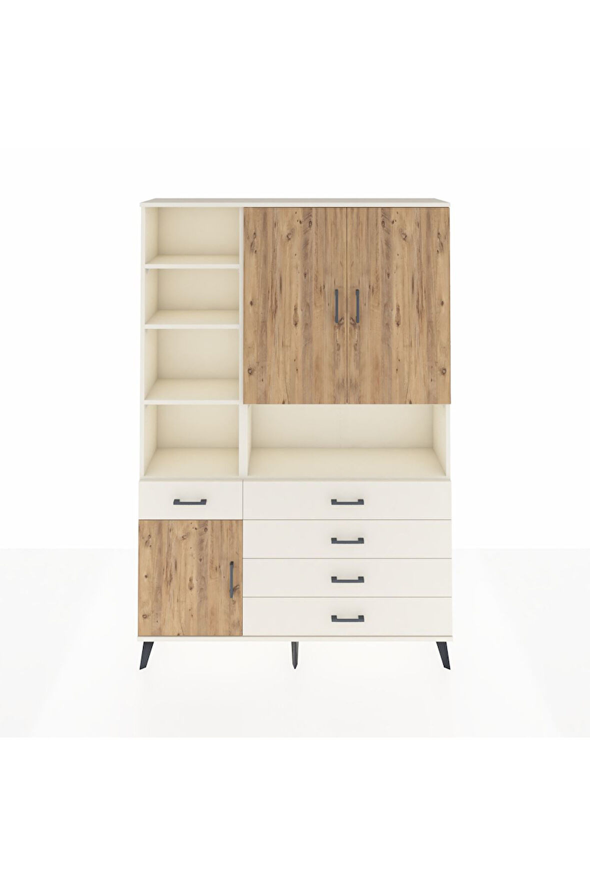 Arges Dolap 8 Raflı 5 Çekmeceli 3 Kapaklı 132x30x195 Aytaşı-Çam/Aytaşı