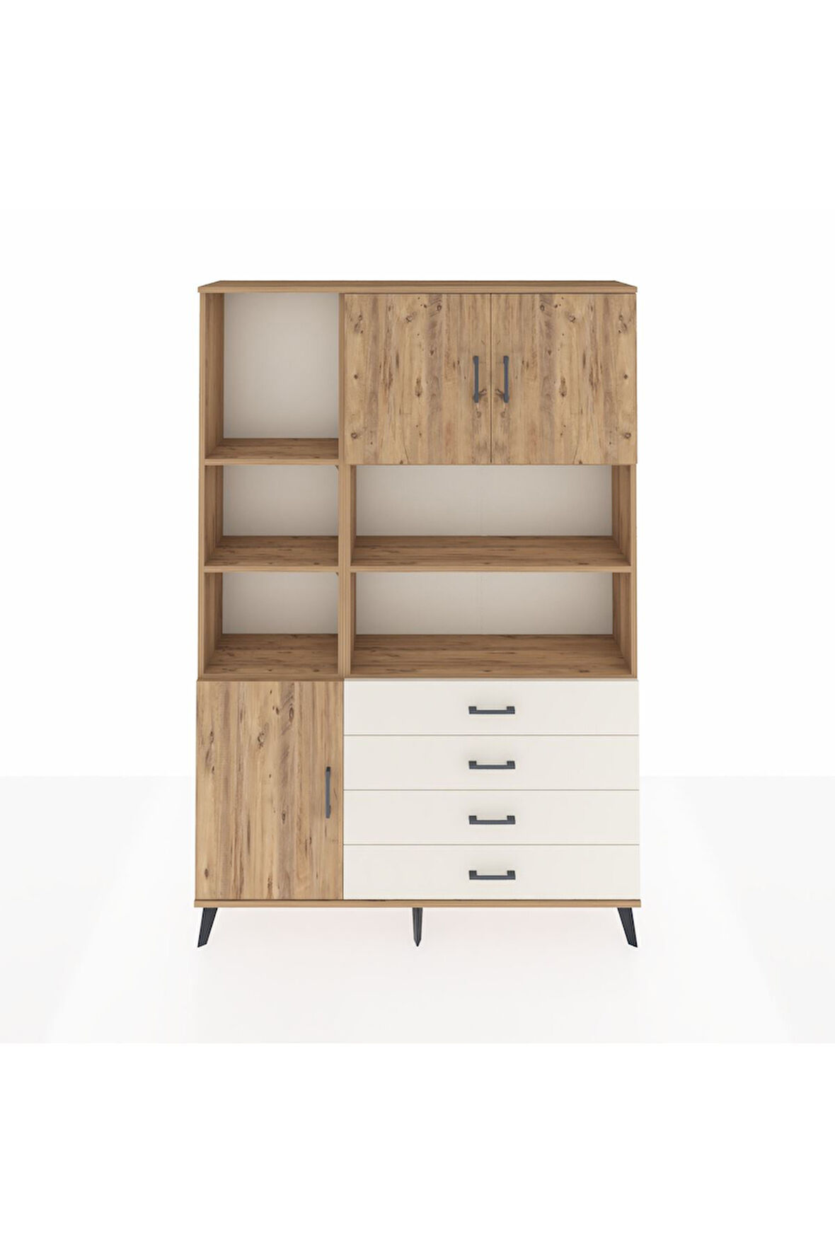 Arges Dolap 8 Raflı 4 Çekmeceli 3 Kapaklı 132x30x195 Çam-Çam/Aytaşı