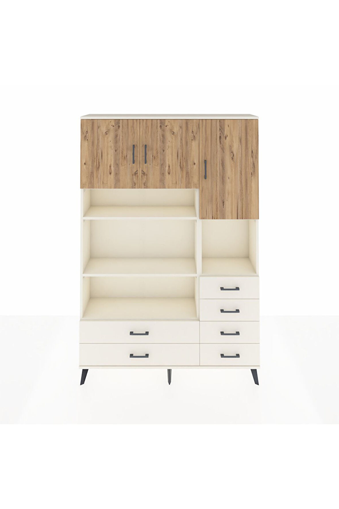 Arges Dolap 9 Raflı 6 Çekmeceli 3 Kapaklı 132x30x195 Aytaşı-Çam/Aytaşı