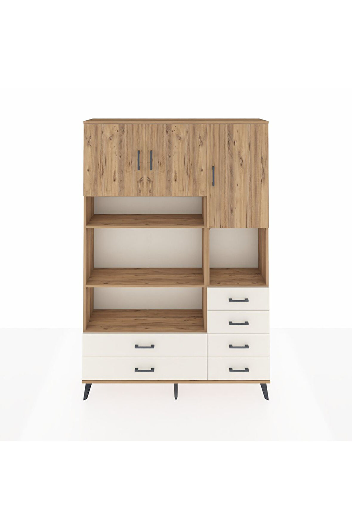 Arges Dolap 9 Raflı 6 Çekmeceli 3 Kapaklı 132x30x195 Çam-Çam/Aytaşı