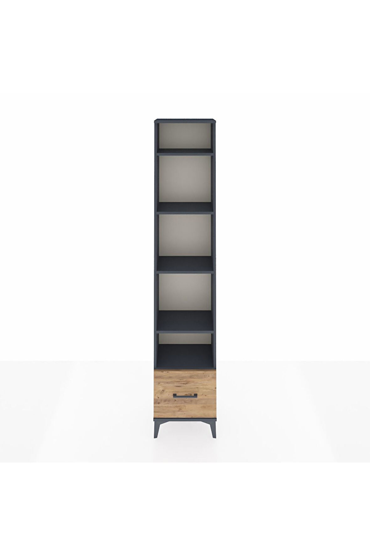 Arges Dolap 5 Raflı Tek Çekmeceli 44x30x221 Antrasit-Çam