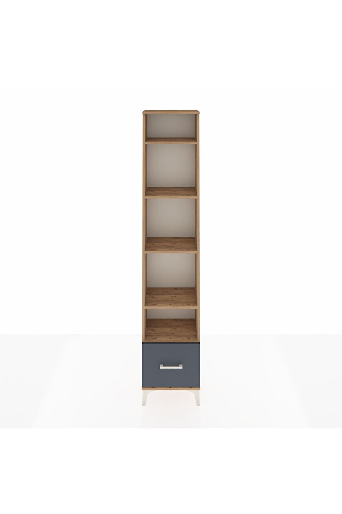 Arges Dolap 5 Raflı Tek Çekmeceli 44x30x221 Çam-Antrasit