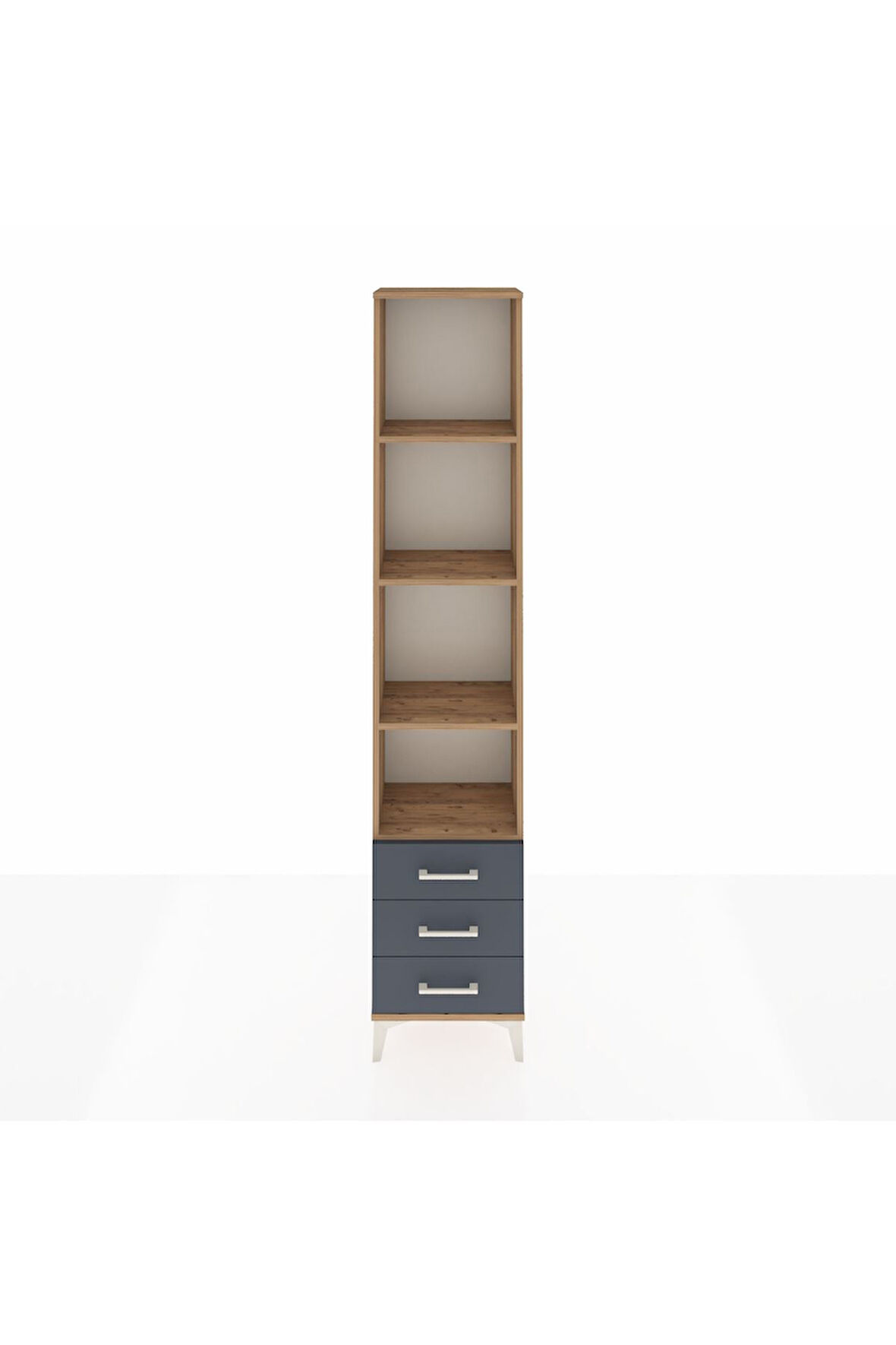 Arges Dolap 4 Raflı 3 Çekmeceli 44x30x221 Çam-Antrasit