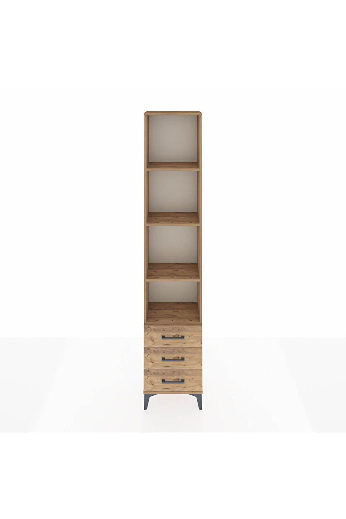 Arges Dolap 4 Raflı 3 Çekmeceli 44x30x221 Çam-Çam