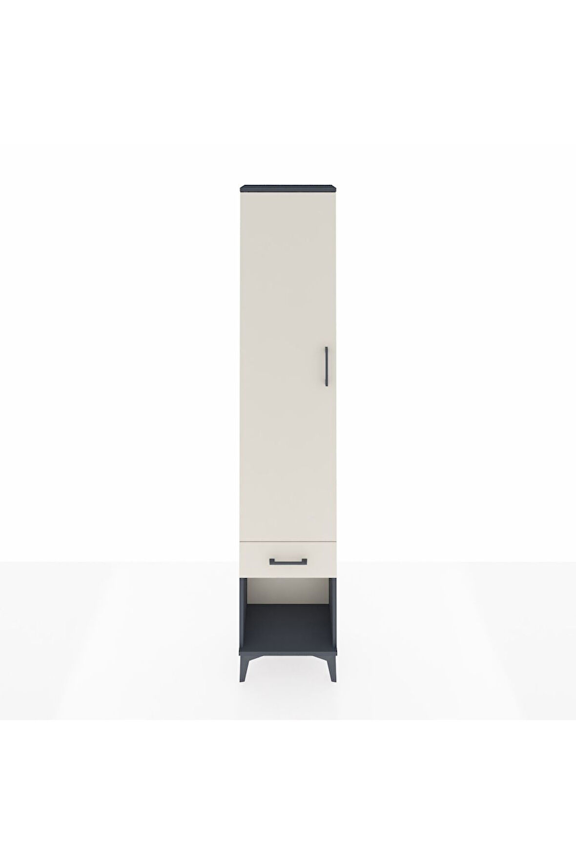 Arges Dolap 2 Raflı Tek Çekmeceli Tek Askılı 44x30x221 Antrasit-Aytaşı