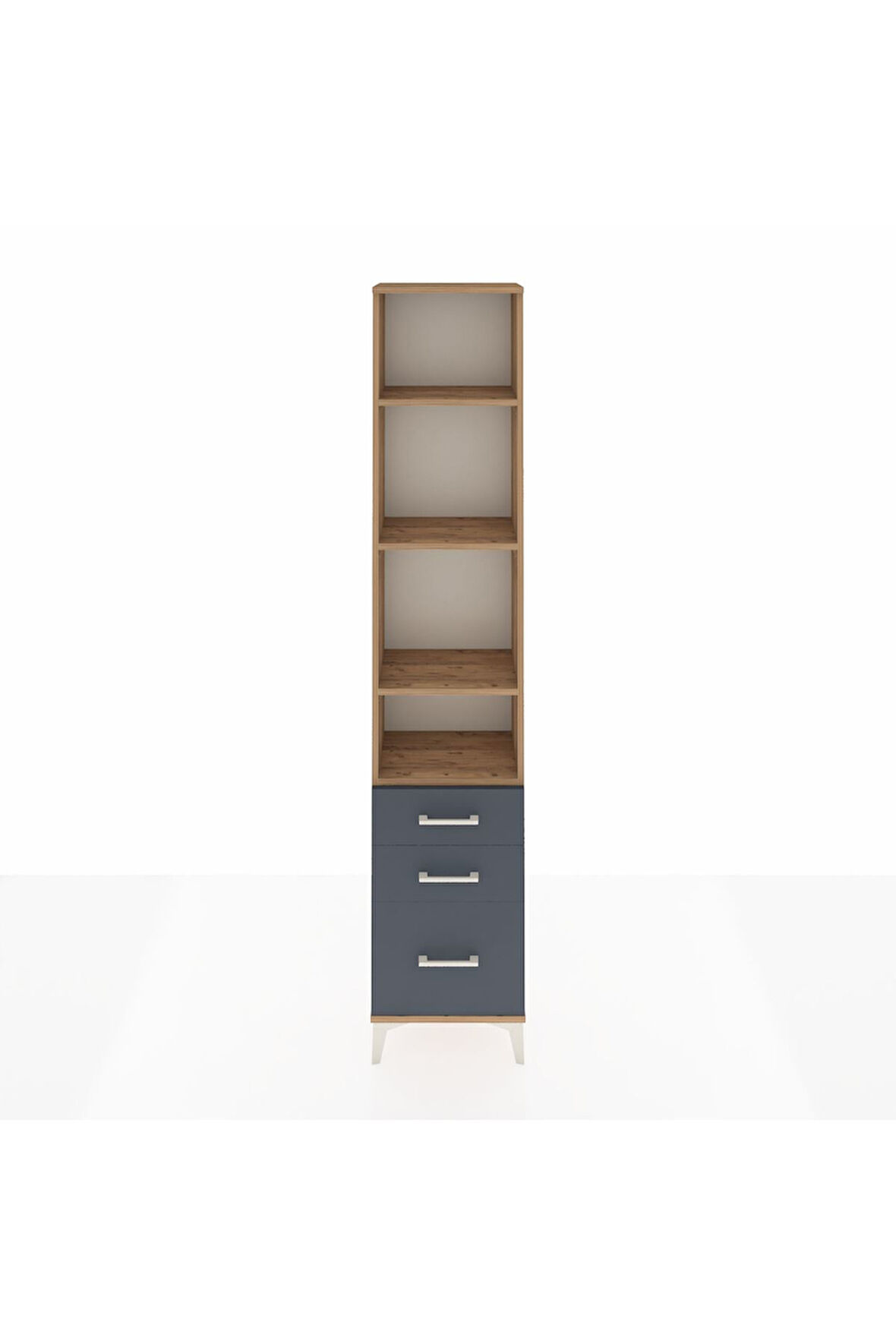 Arges Dolap 4 Raflı 3 Çekmeceli 44x30x221 Çam-Antrasit
