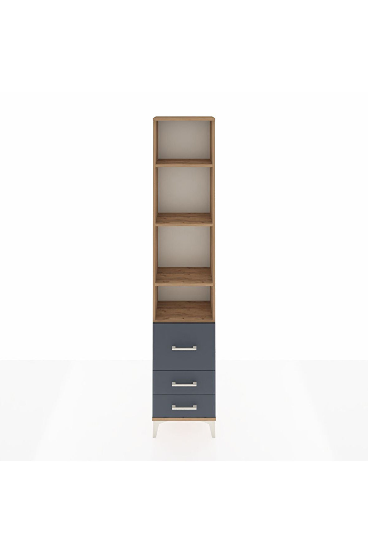Arges Dolap 4 Raflı 3 Çekmeceli 44x30x221 Çam-Antrasit