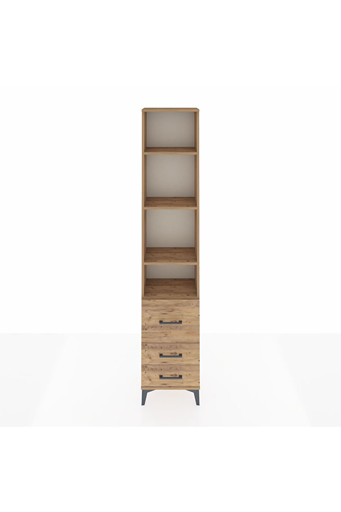 Arges Dolap 4 Raflı 3 Çekmeceli 44x30x221 Çam-Çam
