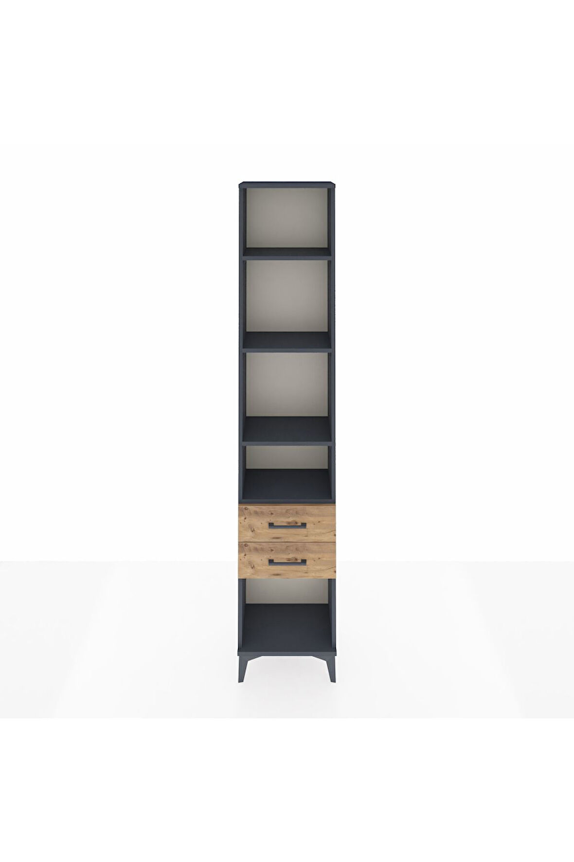 Arges Dolap 4 Raflı 2 Çekmeceli 44x30x221 Antrasit-Çam