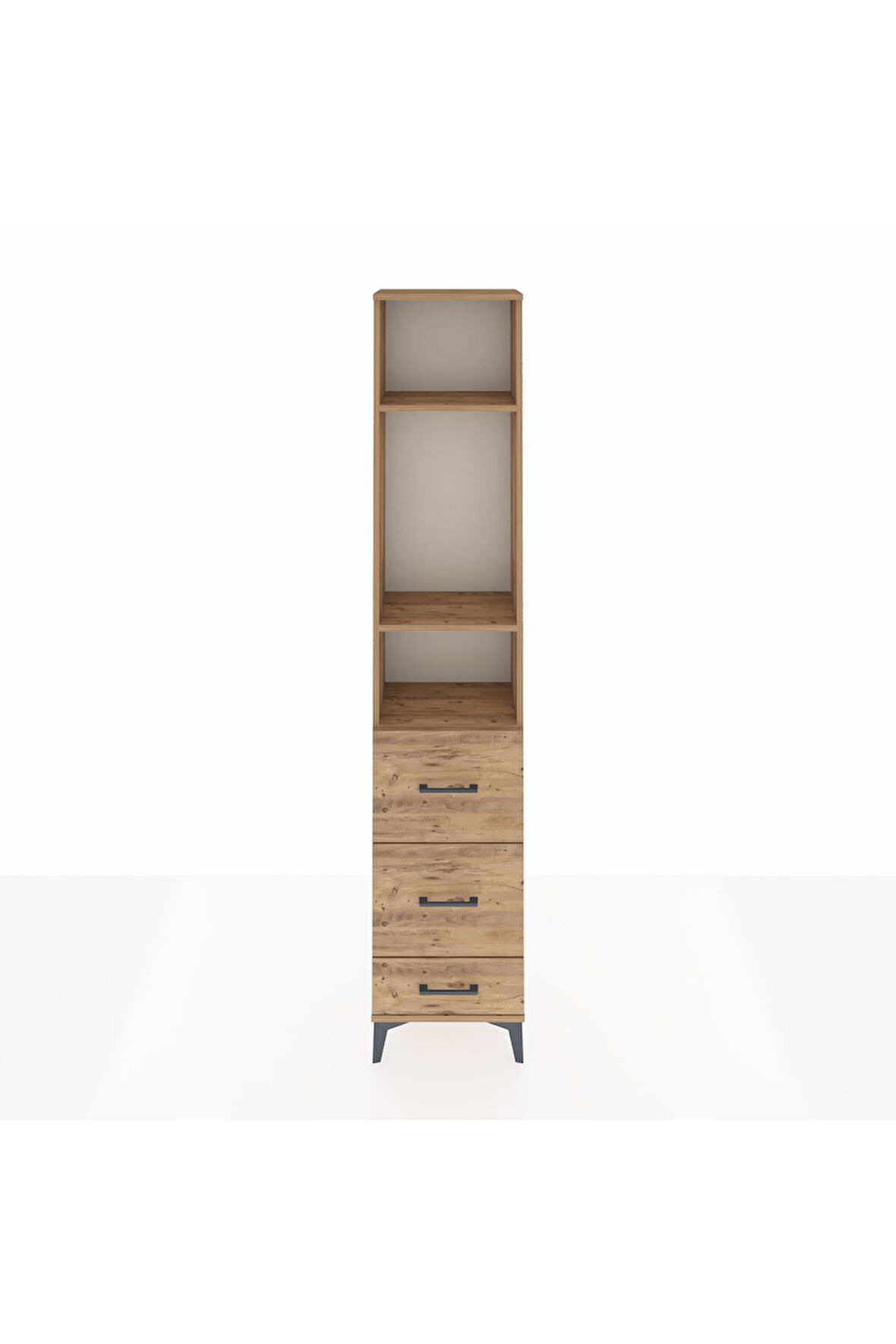 Arges Dolap 3 Raflı 3 Çekmeceli 44x30x221 Çam-Çam