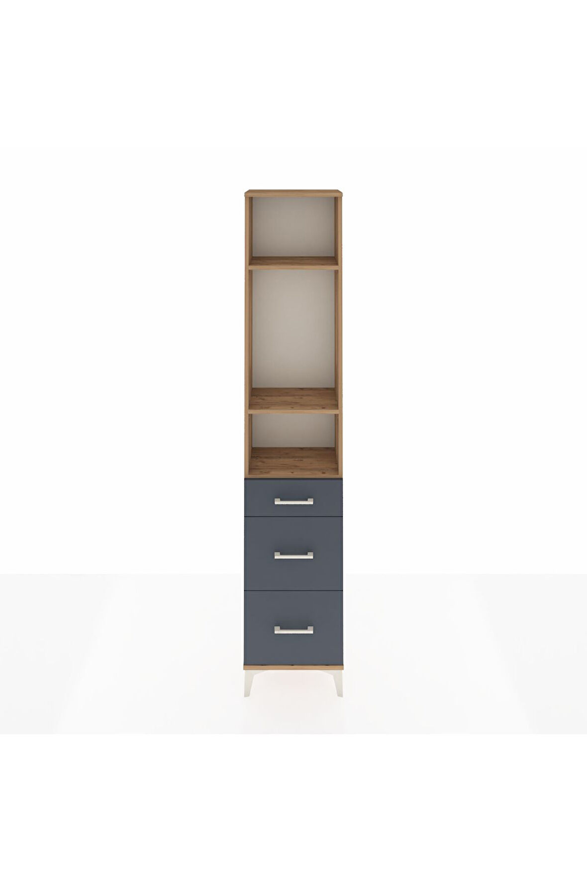 Arges Dolap 3 Raflı 3 Çekmeceli 44x30x221 Çam-Antrasit