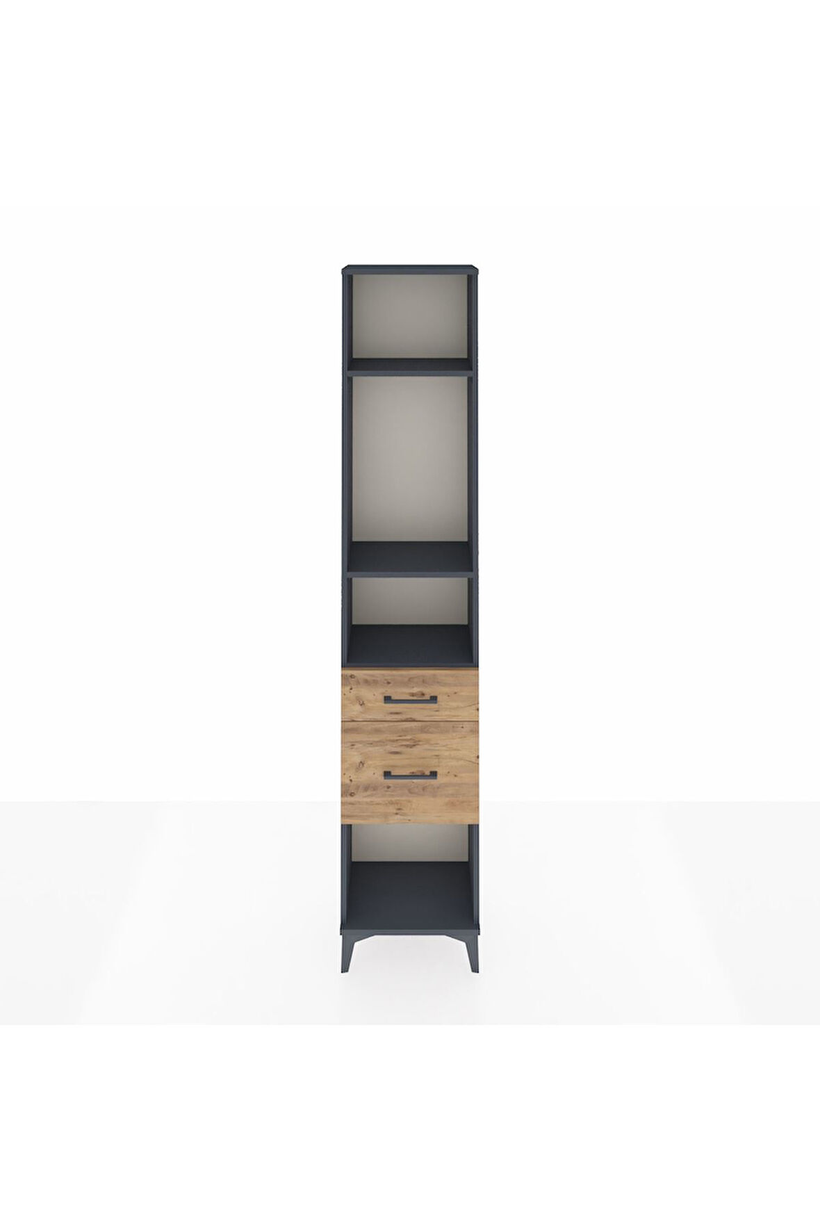 Arges Dolap 3 Raflı 2 Çekmeceli 44x30x221 Antrasit-Çam