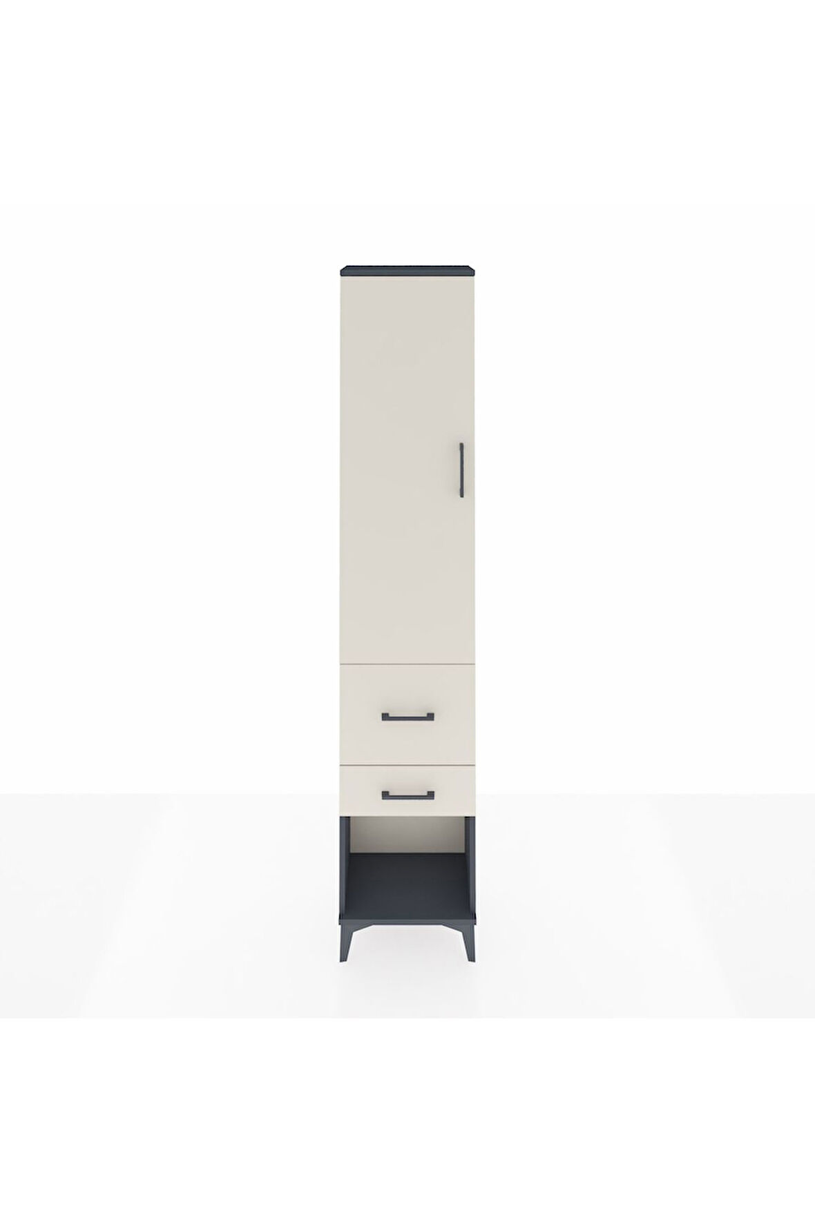 Arges Dolap 2 Raflı 2 Çekmeceli Tek Askılı 44x30x221 Antrasit-Aytaşı