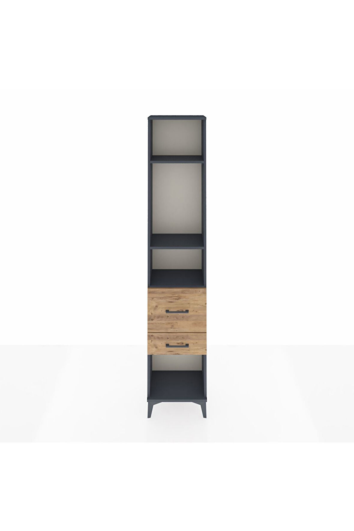 Arges Dolap 3 Raflı 2 Çekmeceli 44x30x221 Antrasit-Çam