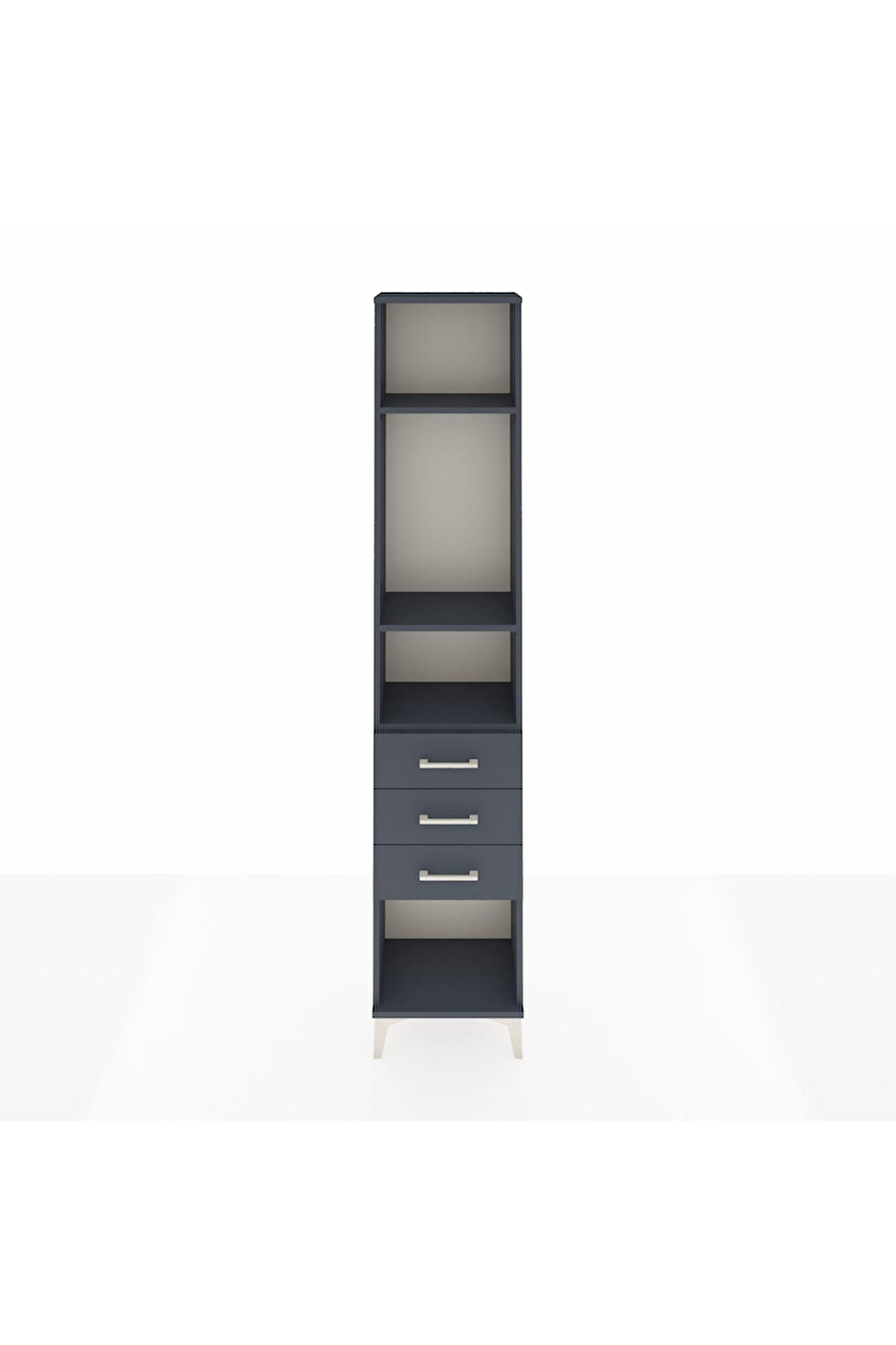 Arges Dolap 3 Raflı 3 Çekmeceli 44x30x221 Antrasit-Antrasit