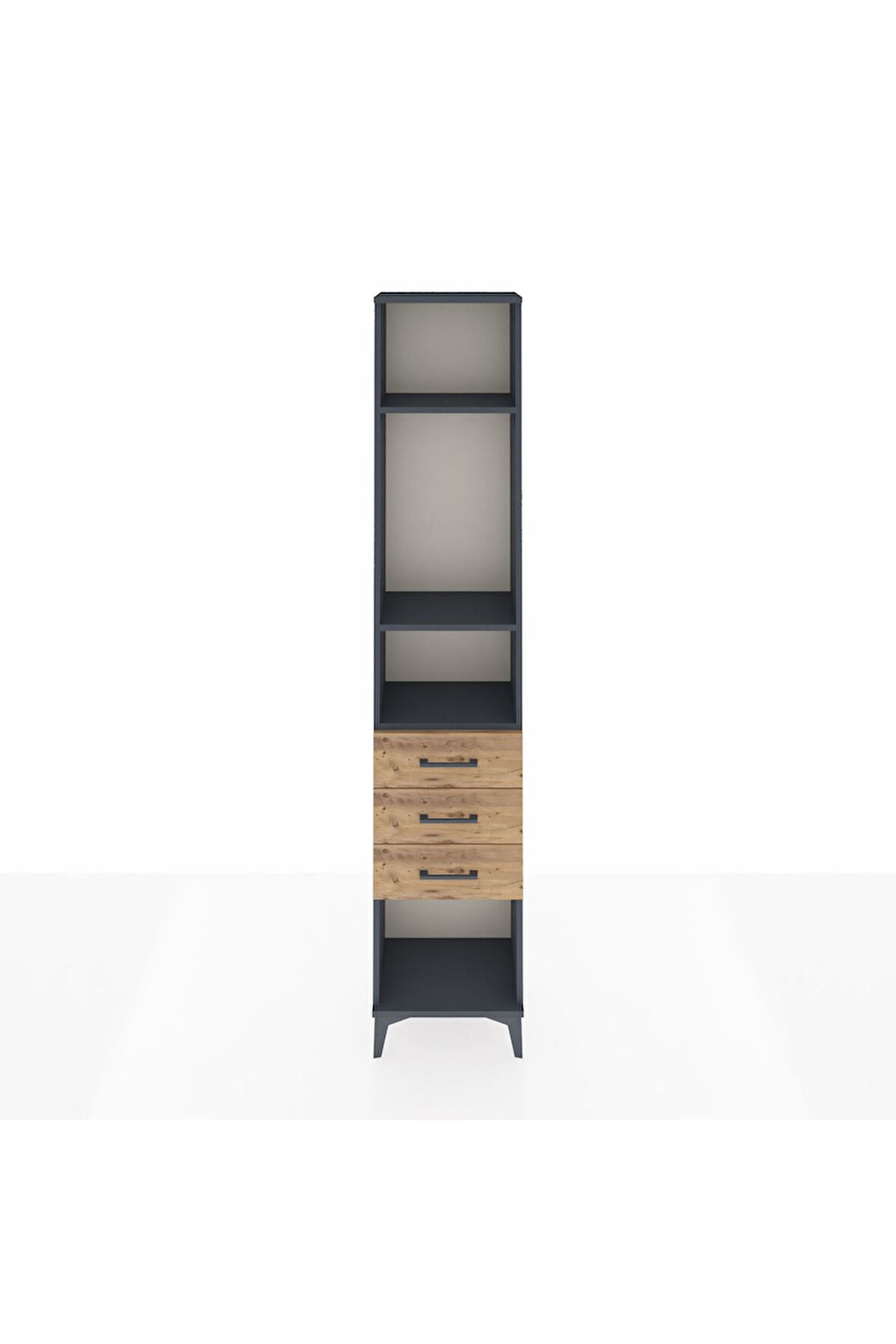 Arges Dolap 3 Raflı 3 Çekmeceli 44x30x221 Antrasit-Çam